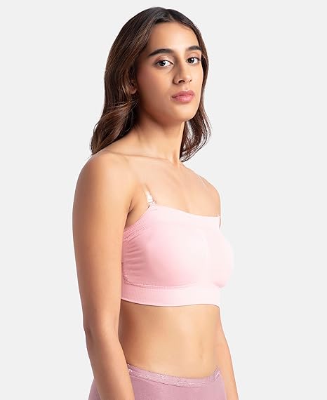 Jockey 1545 Women’s Wirefree Padded Bandeau Bra – Full Coverage with Removable Pads & Detachable Straps